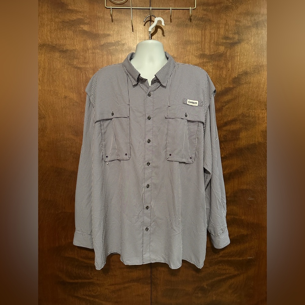 MAGELLAN Relaxed Fit Moisture-Wicking Fish Shirt Mens 3XL Purple Checked Vented